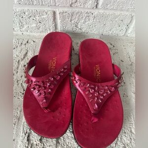 Vionic 44pearl hot pink thong flip flops size 9